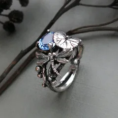 Dragonfly Retro Alloy Ring For Women With Electroplated Design Featuring Artificial Gemstones 3