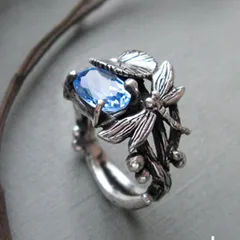 Dragonfly Retro Alloy Ring For Women With Electroplated Design Featuring Artificial Gemstones 4