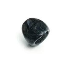 Retro Geometric Acrylic Rings For Unisex Featuring Dyed Black Color And Artificial Gemstone Inlay, 2 Pieces 5