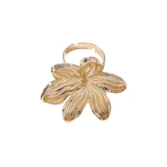 Retro Flowers Open Ring For Women In Gold Featuring Electroplated Zinc Alloy Material 5