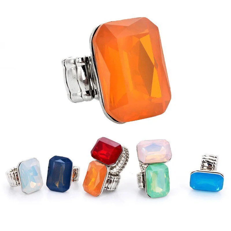 Retro Geometric Unisex Alloy Ring Featuring Inlay Artificial Gemstones For A Stylish Look 4
