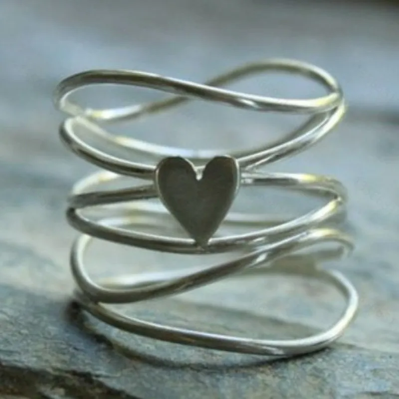 Retro Geometric Silver Alloy Ring For Women With Electroplated Finish 5