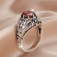 Retro Geometric Rings For Women In Silver Alloy Featuring Antique Silver Plated Electroplated Finish 3