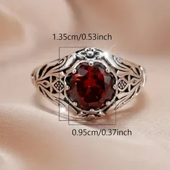 Retro Geometric Rings For Women In Silver Alloy Featuring Antique Silver Plated Electroplated Finish 4