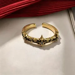 Retro Gold Copper Rings For Unisex Featuring Enamel Craftwork, 1 Pair Of Flowers Style 3