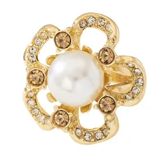Retro Golden Alloy Flowers Ring For Elegant Style 5