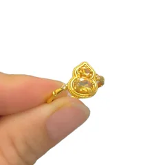 Retro Style Gourd Open Ring For Women In Copper With Zircon Inlay, Perfect For Spring 5