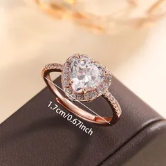 Retro Heart Shape Ring For Women In Silver Alloy With Zircon Inlay 2
