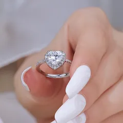 Retro Heart Shape Ring For Women In Silver Alloy With Zircon Inlay 4