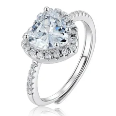 Retro Heart Shape Ring For Women In Silver Alloy With Zircon Inlay 5