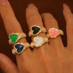 Retro Heart Shaped Couple Style Ring Unique Fashionable Elegant  Zinc Alloy Jewelry Accessory