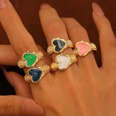 Retro Heart Shaped Couple Style Ring Unique Fashionable Elegant  Zinc Alloy Jewelry Accessory 2