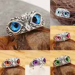 Retro Unisex Open Rings Featuring Electroplated Metal With Artificial Gemstones In Animal Pattern Design