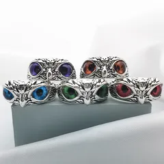 Retro Unisex Open Rings Featuring Electroplated Metal With Artificial Gemstones In Animal Pattern Design 3