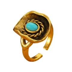 Retro Punk Cowboy Style Open Finger Ring Women's Bohemian Ethnic Style Zinc Alloy Geometric Pattern Printed Ring Fashion Accessory 5