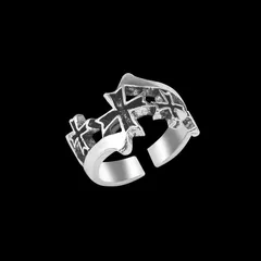 Retro Punk Heavy Wide Face Abstract Art Cross Ring Street Tide Ring For Men And Women Manufacturers Wholesale