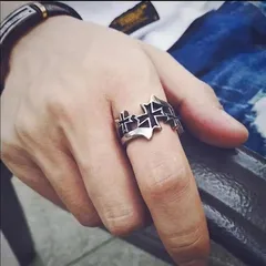 Retro Punk Heavy Wide Face Abstract Art Cross Ring Street Tide Ring For Men And Women Manufacturers Wholesale 2