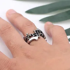 Retro Punk Heavy Wide Face Abstract Art Cross Ring Street Tide Ring For Men And Women Manufacturers Wholesale 4