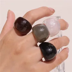 Retro Resin Ring For Women Transparent Minimalist Stylish Fashionable Index Finger Ring High-End Simple Band Ring Trendy 3