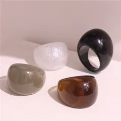 Retro Resin Ring For Women Transparent Minimalist Stylish Fashionable Index Finger Ring High-End Simple Band Ring Trendy 4