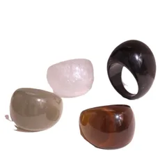 Retro Resin Ring For Women Transparent Minimalist Stylish Fashionable Index Finger Ring High-End Simple Band Ring Trendy 5