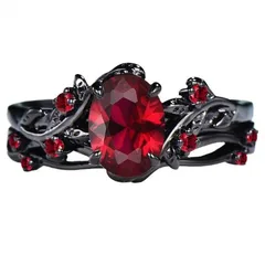 Retro Rose Ring For Unisex Featuring Electroplated Alloy With July Birthstone Ruby In Red 5