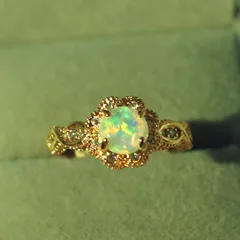 Retro Round Alloy Ring For Women Featuring Electroplated Design And Artificial Gemstones, 1 Piece 2