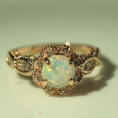 Retro Round Alloy Ring For Women Featuring Electroplated Design And Artificial Gemstones, 1 Piece 4
