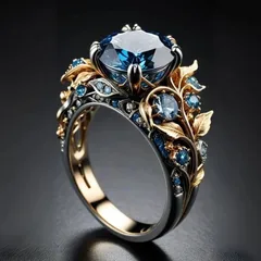 Retro Round Gold Alloy Ring For Women Featuring September Birthstone Sapphire