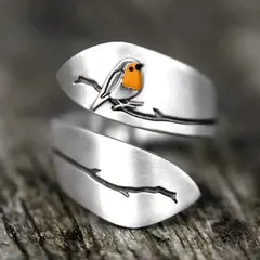 Retro Silver Bird Open Ring For Unisex Featuring Electroplated Zinc Alloy Material
