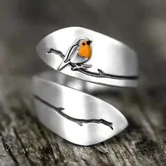 Retro Silver Bird Open Ring For Unisex Featuring Electroplated Zinc Alloy Material 2