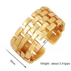 Retro Solid Color Adjustable Men's Ring In Bronze Metal With Golden Plated Electroplated Finish 4