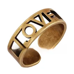 Retro Solid Color Adjustable Men's Ring In Bronze Metal With Golden Plated Electroplated Finish 5