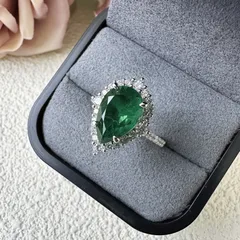 Retro 925 Sterling Silver Water Droplets Ring For Women Featuring May Birthstone Emerald 2
