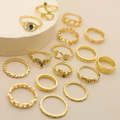 Fashion Geometric Gold Alloy Ring For Women Featuring Electroplated Design 5