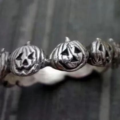 Retro Unisex Pumpkin Halloween Rings For Festival Featuring Electroplated Zinc Alloy 5