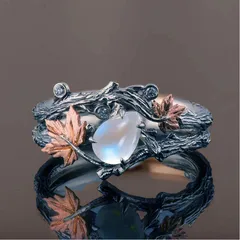 Retro Vintage Gold Branch Maple Leaf Ring Luxury Design Creative Personalized Party Hand Jewelry Alloy Geometric Pattern 2