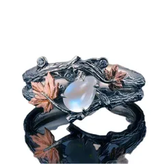 Retro Vintage Gold Branch Maple Leaf Ring Luxury Design Creative Personalized Party Hand Jewelry Alloy Geometric Pattern 4