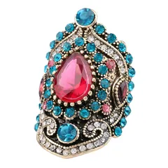 Geometric Alloy Ring For Women Featuring Rhinestones, 1 Piece With Artificial Gemstones Inlay 2