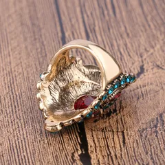 Geometric Alloy Ring For Women Featuring Rhinestones, 1 Piece With Artificial Gemstones Inlay 5