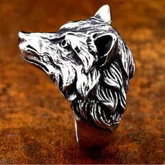 Retro Wolf Open Ring For Unisex Featuring Electroplated Zinc Alloy Material 2