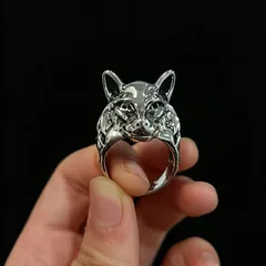 Retro Wolf Open Ring For Unisex Featuring Electroplated Zinc Alloy Material 4