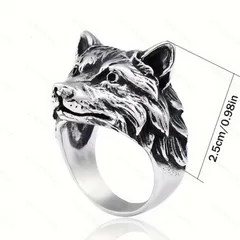 Retro Wolf Open Ring For Unisex Featuring Electroplated Zinc Alloy Material 5