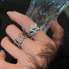 Rhinestone XINGX Ring Female High-Grade Zircon Special-Interest Design Ring Personality Ins Unisex Style Open Ring Fashion