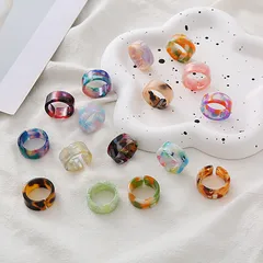Ring Color Women's Sweet Ring Joker Index Finger Ring Personality Jewelry Wholesale Explosion New Acrylic