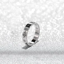 Roman Numeral Couple Rings In Titanium Steel With Electroplated Gold Plating And Diamond Inlay, Roman Style 3