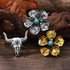 Roman Style Animal Ring For Women With Bronze Plating 0.03µm-0.05µm And Turquoise Inlay, 1 PCS Package