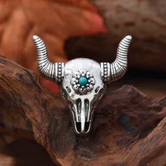 Roman Style Animal Ring For Women With Bronze Plating 0.03µm-0.05µm And Turquoise Inlay, 1 PCS Package 2