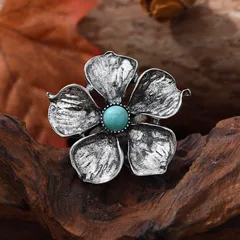 Roman Style Animal Ring For Women With Bronze Plating 0.03µm-0.05µm And Turquoise Inlay, 1 PCS Package 3