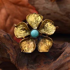 Roman Style Animal Ring For Women With Bronze Plating 0.03µm-0.05µm And Turquoise Inlay, 1 PCS Package 4